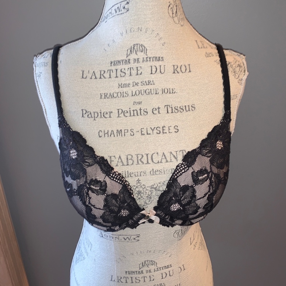 Tan and Black Lace Body By Victoria Push Up Bra
